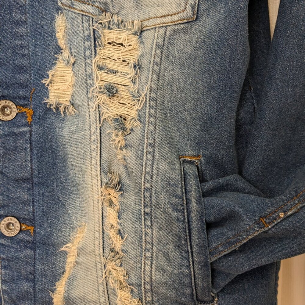 Vintage Y2K Focus Men's Denim  Comic  Jacket Size XL Blue - Picture 5 of 12